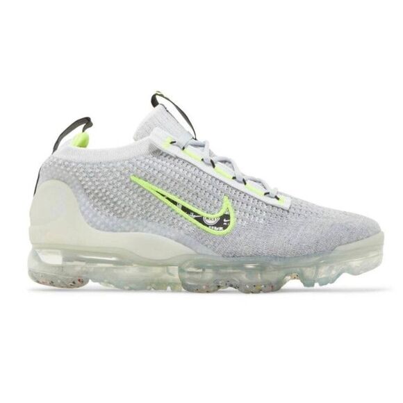 NIKE Air VaporMax 2021 Flyknit "Wolf Grey Volt" GS Running Shoes Size 5.5Y/W7 - Picture 1 of 16